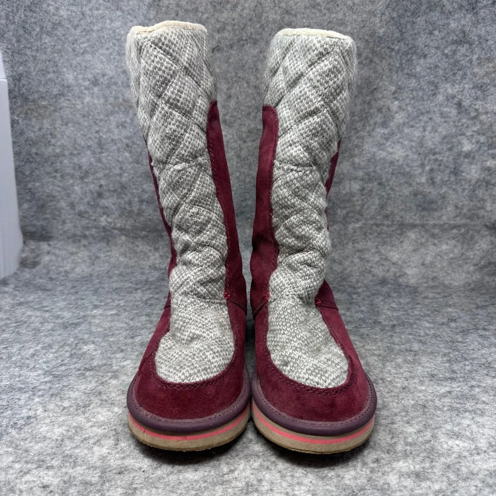 Sorel Campus Tall Boots Womens Sz 8.5 Quilted Suede Fleece Lined Burgundy Grey